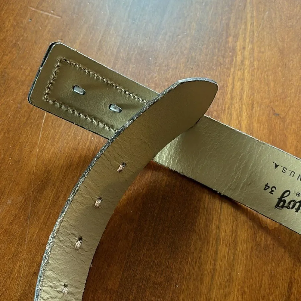Vintage Unitog Black Leather Buckle Free Belt - 34